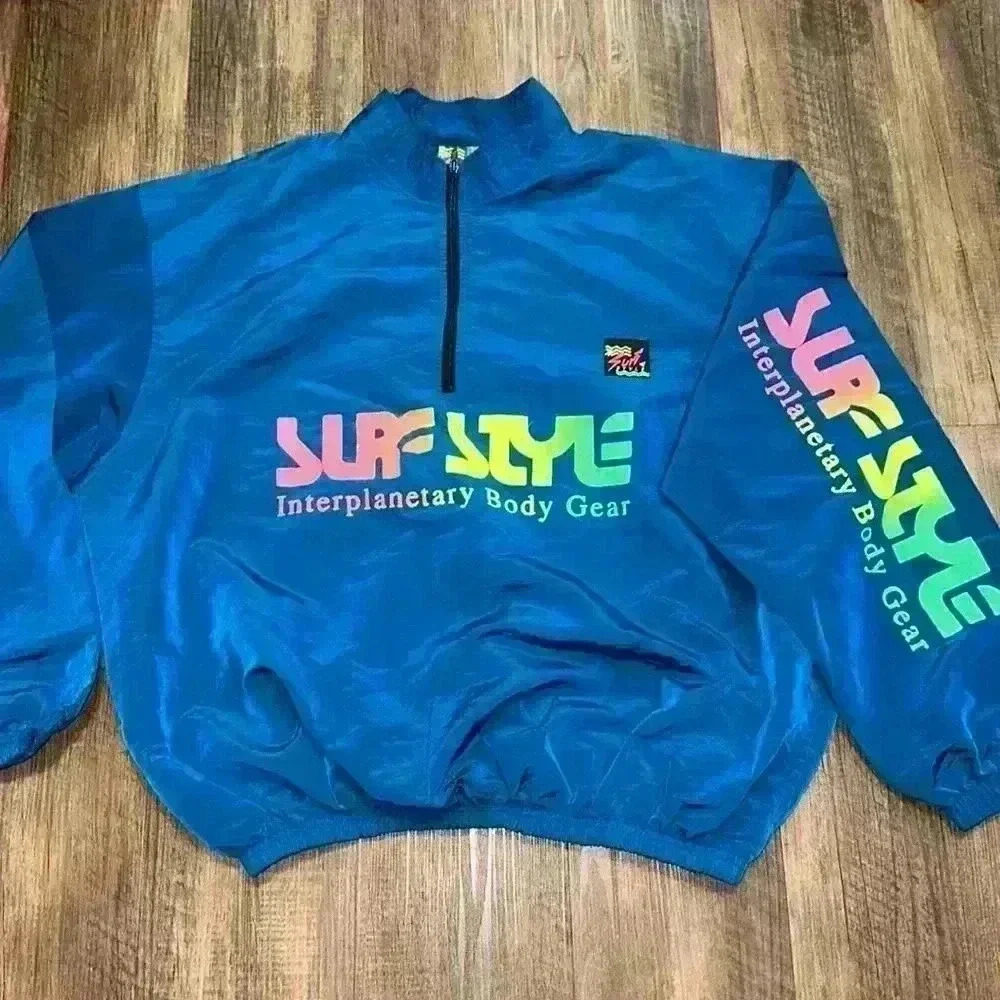 Vtg‎ 80s Surf Style Pullover Windbreaker One Size